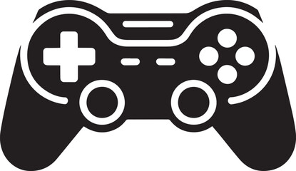 Game Controller Silhouette Icon for Video Gaming and Entertainment with Button Detail