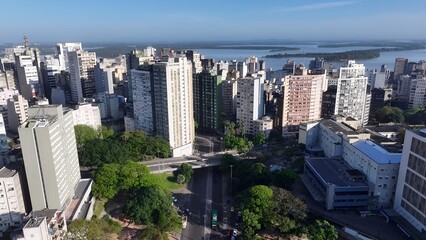 Porto Alegre Skyline In Porto Alegre Rio Grande Do Sul Brazil. Modern City Center With Skyscrapers...