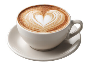 Fototapeta premium Latte art Heart shaped design in a beige cup and saucer Coffee Cappuccino