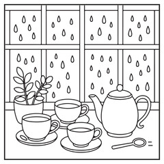 Rainy Day Coloring Pages | Cute and Relaxing Rain Scenes for Kids and Adults