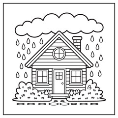Rainy Day Coloring Pages | Cute and Relaxing Rain Scenes for Kids and Adults