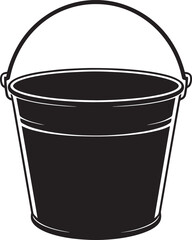 Simple Bucket Illustration for Cleaning and Gardening Tasks in Black and White Style