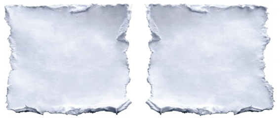 Two irregular, light gray, crumpled sheets