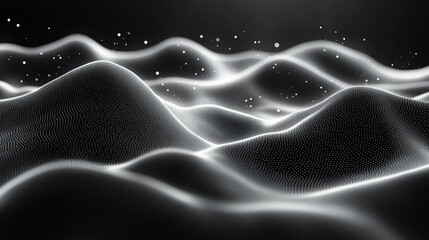Obraz premium Abstract glowing waves and particles on dark background