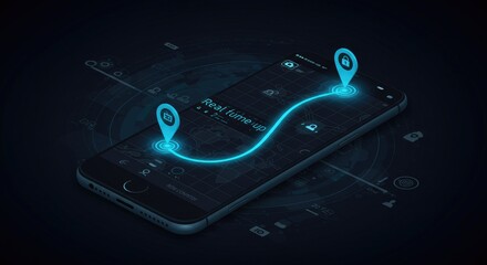 Advanced smartphone map application displaying real time location tracking path and markers highlighted interface with contemporary technology design