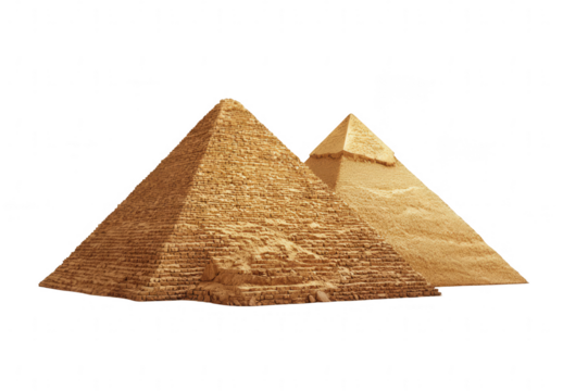 two Egyptian pyramids, clipart on a white background, png, transparent - Powered by Adobe