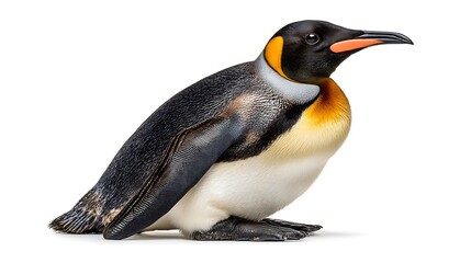Fototapeta premium Majestic King Penguin Standing Proudly Against a Clean White Backdrop.
