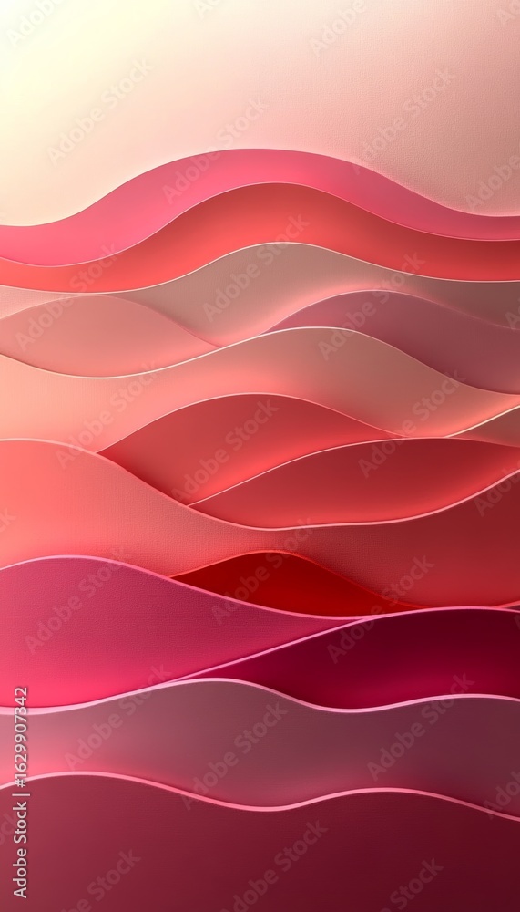 Canvas Prints abstract waves of paper art creating stunning rifts in soft peach and coral hues with depth