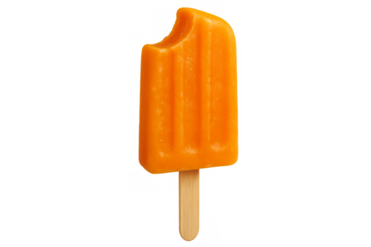 Delicious orange ice cream popsicle with missing bite on transparent background - Powered by Adobe