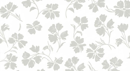 Zachtgrijs bloemenpatroon delicate bloesems elegant ontwerp. AI Generated