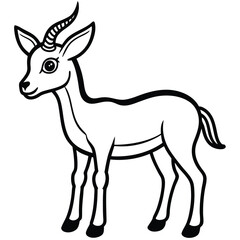 Fototapeta premium Antelope illustration isolated on white background in black and white