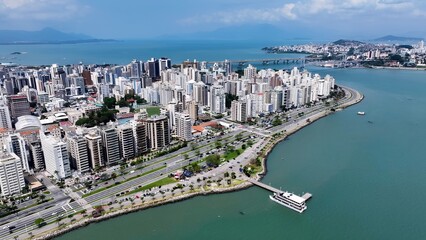 Obraz premium Florianopolis Skyline In Florianopolis Santa Catarina Brazil. City Skyline Showing Modern And Traditional Architecture. Metropolitan Skyline Panoramic City View Stunning.