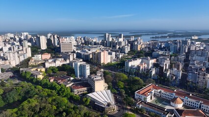 Porto Alegre Skyline In Porto Alegre Rio Grande Do Sul Brazil. City Skyline Showing Modern And...