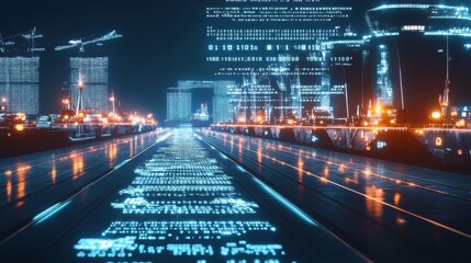 A Futuristic Port with Advanced Cybernetic Docking Systems for Seamless Digital Data Integration