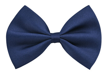 Dark blue bow tie isolated on a transparent background. Full depth of field. PNG.	