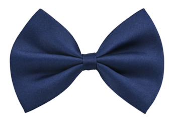 Dark blue bow tie isolated on a transparent background. Full depth of field. PNG.	