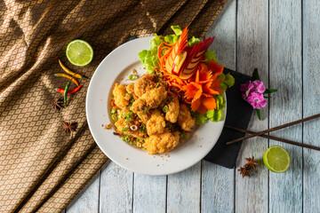 Fried Shrimp With Fresh Garnishes