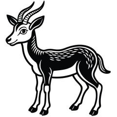 Fototapeta premium Antelope illustration isolated on white background in black and white