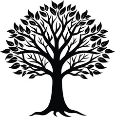 Obraz premium Stylized tree silhouette with a minimalist design perfect for nature and environmental themes