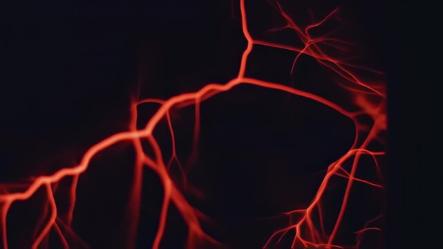 Abstract Red Neural Network Flowing Dynamically
