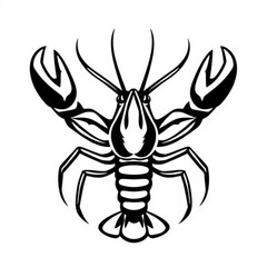 Crayfish Animal Icon - Black Silhouette