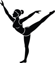 Obraz premium Dynamic female gymnast performing a powerful athletic pose in a clean silhouette design