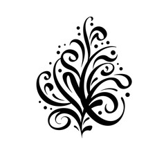 Decorative flourish with swirls and dots illustration silhouette