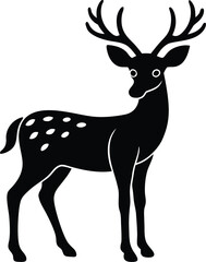 Obraz premium Black Deer Silhouette with Antlers Standing Alone