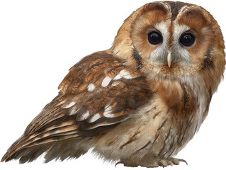 Tawny Owl with Brown and White Feathers Close Up View bird brown owl wildlife