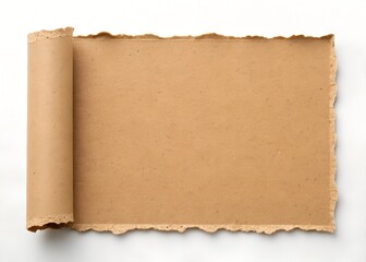 Brown cardboard torn paper edge sheet isolated on white background