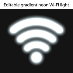 Glowing Wireless wifi Signal Symbol on Dark Background for Technology, Network, and Internet Design – Editable Gradient Neon Wi-Fi Icon Vector