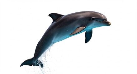 Gracieuze dolfijn springt elegant uit helder blauw water. AI Generated