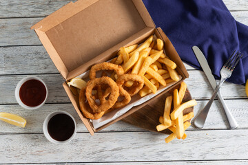 Delicious Fried Food Feast With Sides and Sauces