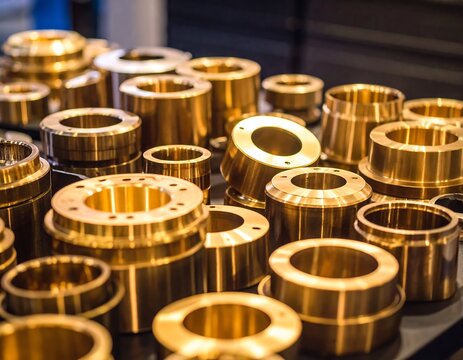 Brass mechanical parts close-up