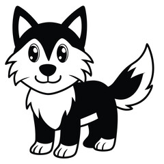 Obraz premium Cartoon husky dog isolated on white background