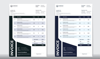 Obraz premium Elegant and minimal invoice template. Creative business invoice designs with color variations. Perfect for professional billing, accounting, and modern corporate branding.