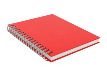 Red spiral notebook isolated on transparent background