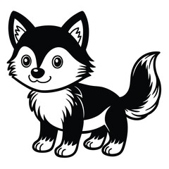 Cartoon husky dog isolated on white background