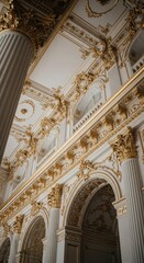 Obraz premium Ornate Gold and White Palace Interior with Columns and Arches