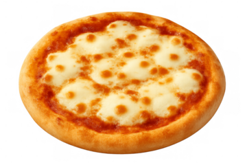 Delicious mini pizza isolated on transparent background with melted cheese
