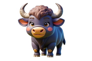 a bright water color cute cartoon style of Buffalo