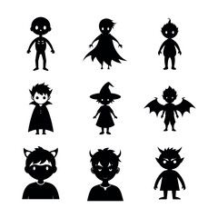 Kids Halloween Costume Silhouette Pack for Creative Design