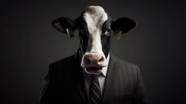 Cow in Business Suit Portrait	