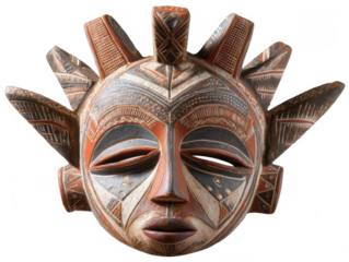 Authentic African Tribal Mask Intricate Carvings and Rich Colors