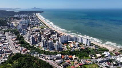 Praia Brava In Itajai Santa Catarina Brazil. Birds Eye View Of Stunning Cityscape With Streets And Buildings. Deserted Skyline Heaven Amazing. Heaven Waterfront Shore. Itajai Santa Catarina.