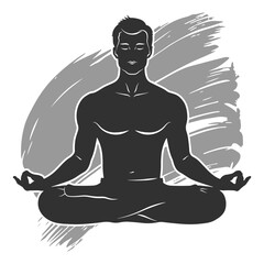 Black icon of a man practicing yoga in lotus position
