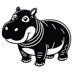 Fototapeta premium Cute cartoon hippo isolated on white background illustration vector