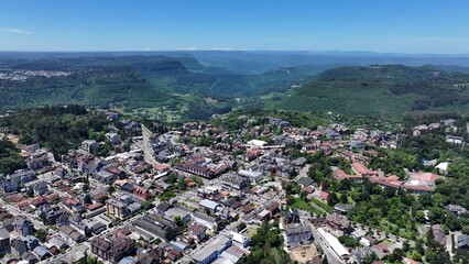 Gramado Skyline In Gramado Rio Grande Do Sul Brazil. Birds Eye View Of Stunning Cityscape With Streets And Buildings. Metropole Landscape Company Building Vibrant. Metropole Corporate Town.