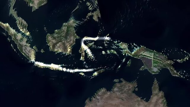Indonesian Archipelago Satellite View.