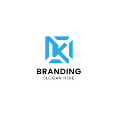 Letter K line typography logo